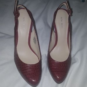 Nine West Red/Burgundy Sling Back Sandal